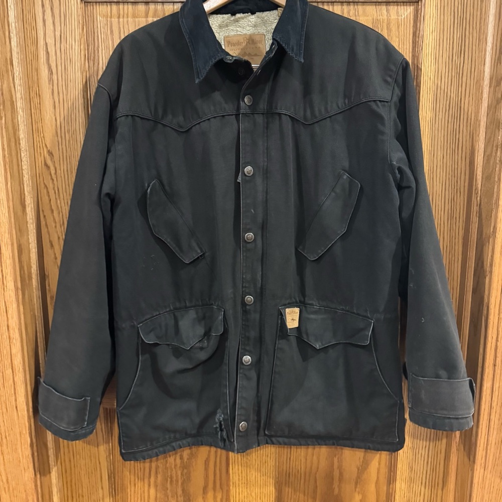 Powder River Outfitters Sherpa-Lined Canvas Ranch Jacket – Black – Men’s Medium
